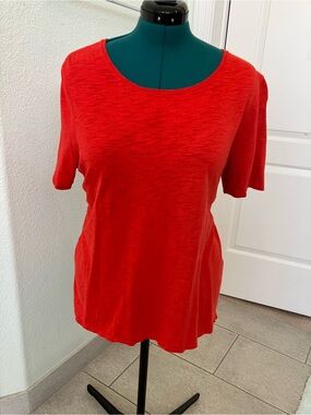 Chico's Bright Red Scoop Neck Short Sleeve Tee Chico Size 3=XXL
